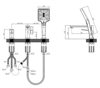 Смеситель на борт ванны Splenka S30.31 хром
